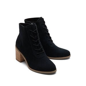 TOMS Evelyn Heeled Black Suede Boot Size 6.5
